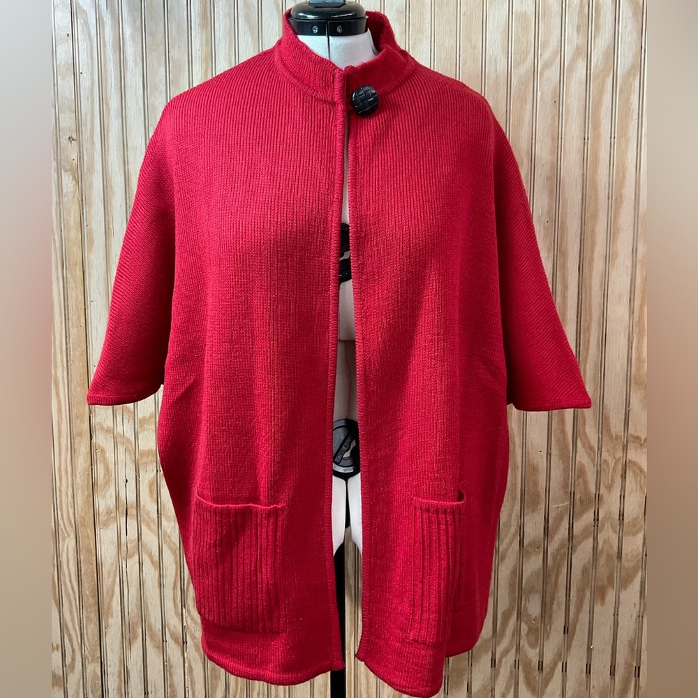 Red Sweater Poncho